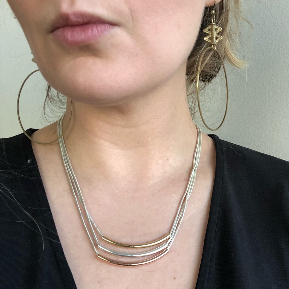 Nine West Triple Strand, Tri-Tone Necklace